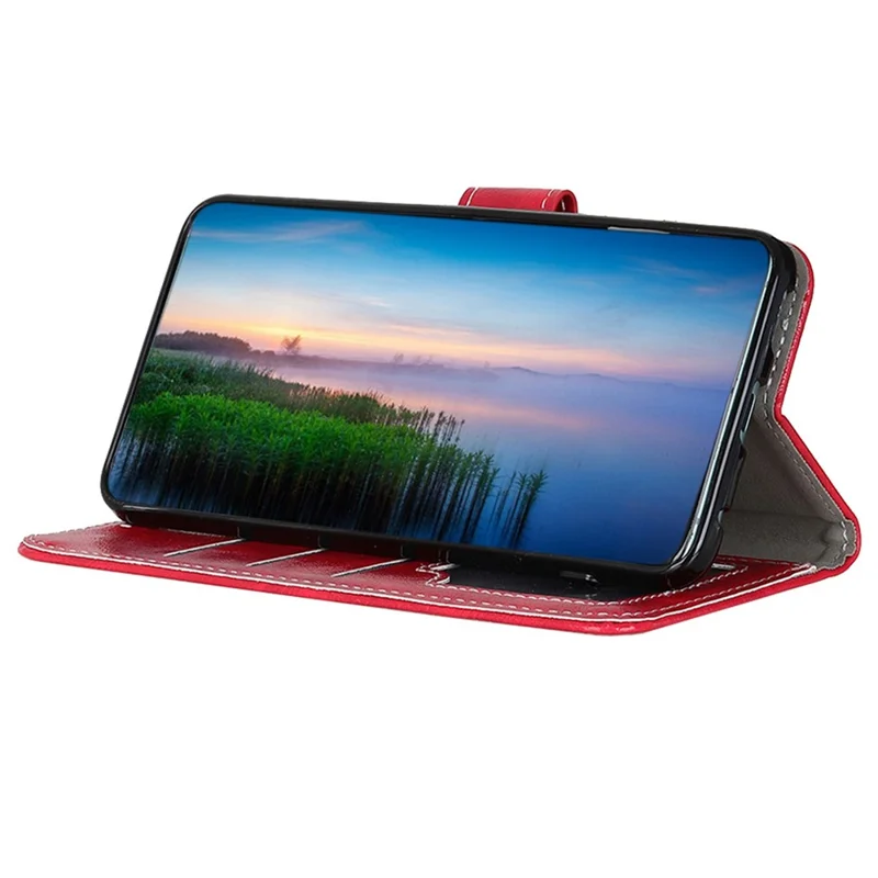 For Honor X7b 4G / 90 Smart Wallet Case Retro Crazy Horse Texture Smart Phone Cover - Red