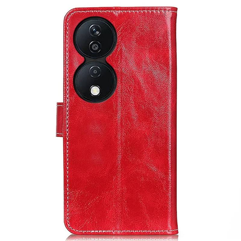 For Honor X7b 4G / 90 Smart Wallet Case Retro Crazy Horse Texture Smart Phone Cover - Red