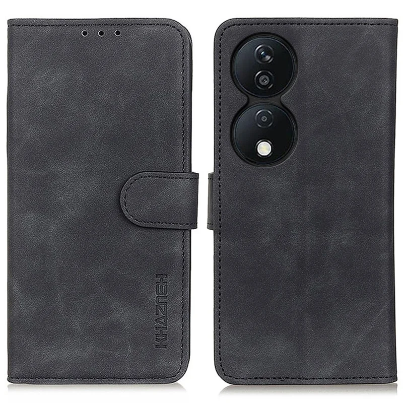 KHAZNEH Per Honor X7b 4G / 90 Custodia Smart Wallet in Pelle PU Cover per Telefono Texture Retrò - Nero 
