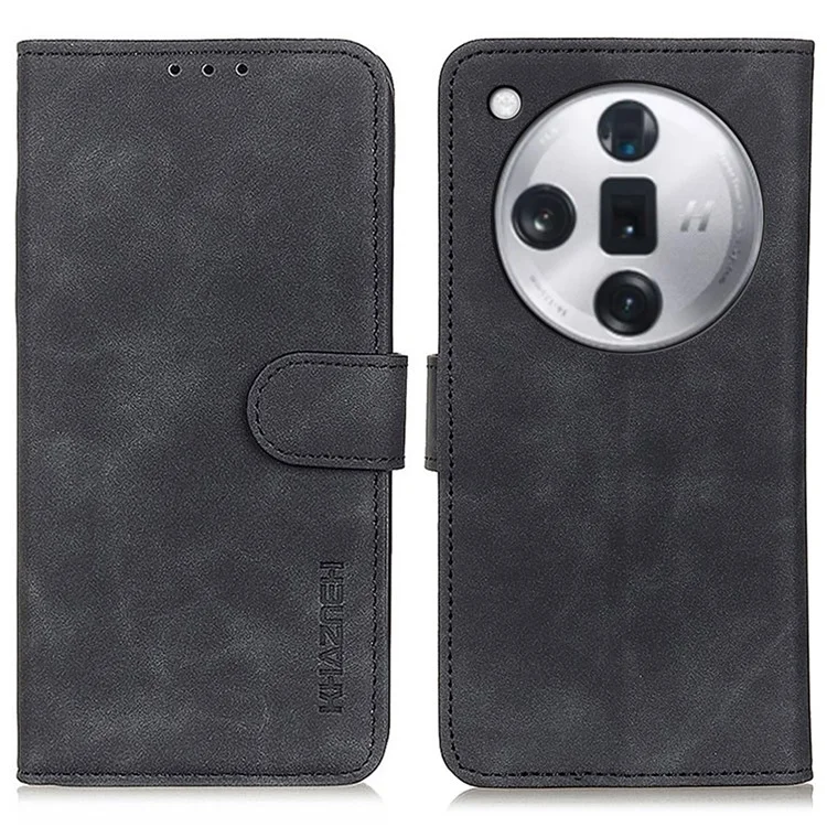 KHAZNEH Pour Oppo Find X7 5G Étui de téléphone rétro Portefeuille Emplacements pour cartes Couverture en cuir - Noir