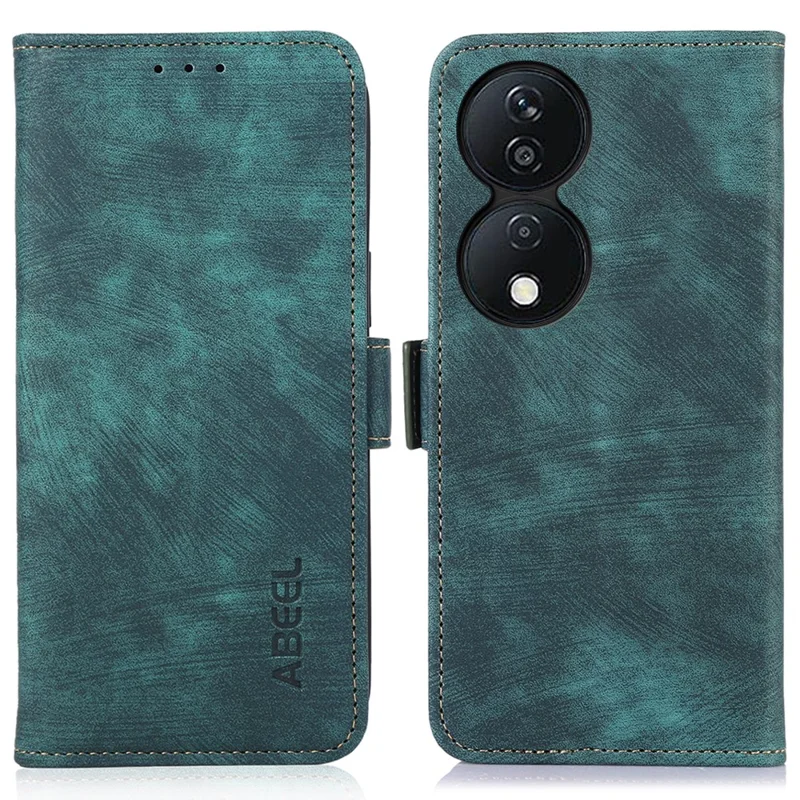 ABEEL For Honor X7b 4G / 90 Smart Leather Phone Case Side Magnetic Clasp Wallet Cover - Green