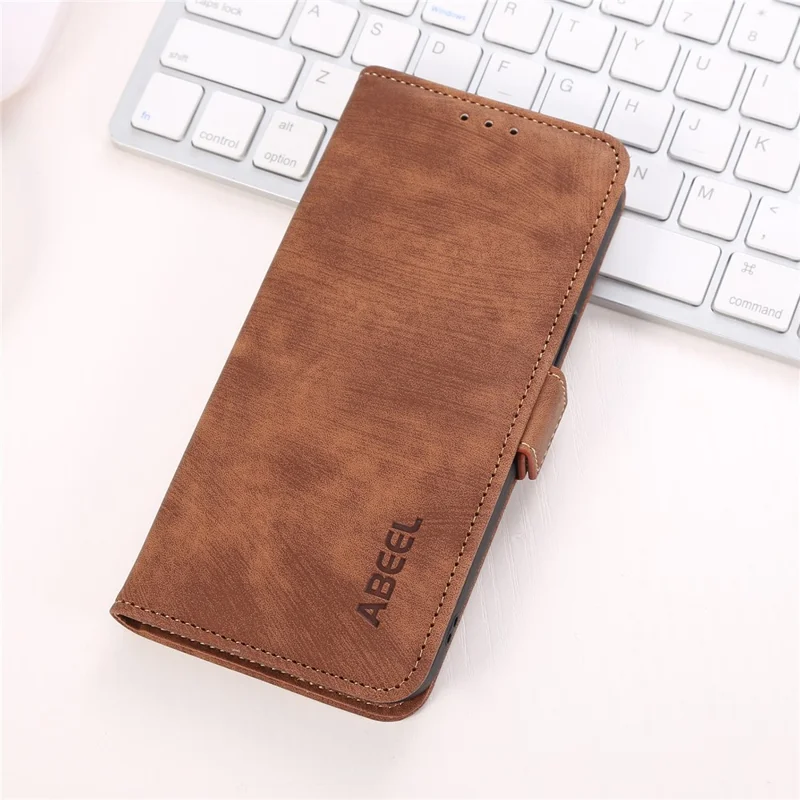 ABEEL For Honor X7b 4G / 90 Smart Leather Phone Case Side Magnetic Clasp Wallet Cover - Brown