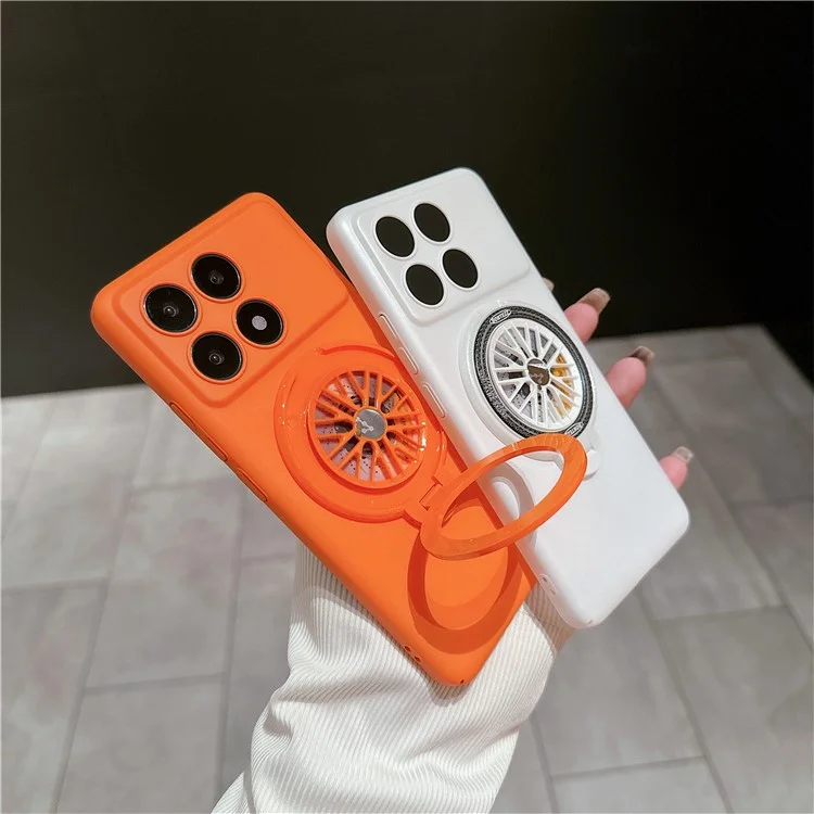 VOERO For Xiaomi Poco F6 Pro 5G / Redmi K70 5G / K70 Pro 5G Kickstand Phone Case Built-In Rotating Gyro - Cyan
