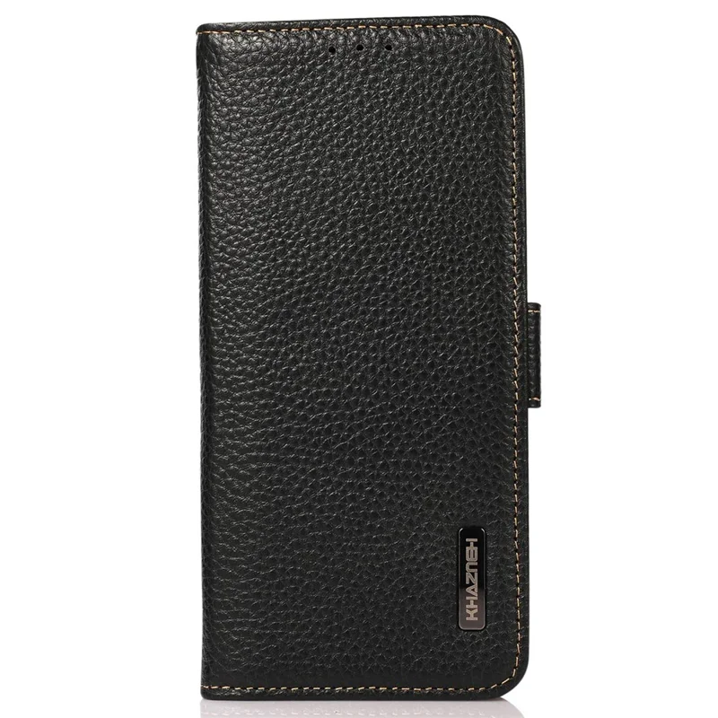 KHAZNEH Für Oppo Find X7 5G Case Genuine Cow Leather+TPU Litchi Texture Phone Cover - Schwarz