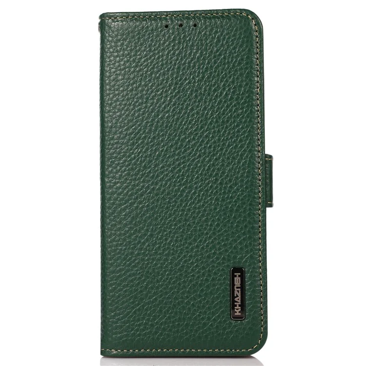 KHAZNEH Per Oppo Find X7 5G Case Genuine Pelle di Mucca + TPU Texture Litchi Custodia per Telefono - Verde