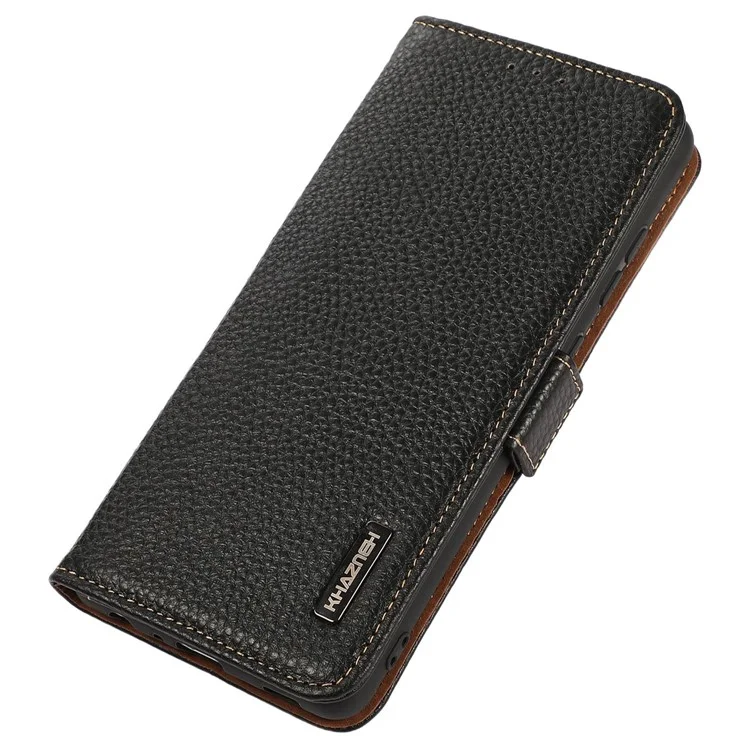KHAZNEH For Oppo Find X7 Ultra / Find X7 Pro Case Genuine Cow Leather Scratch-proof Phone Cover - Black