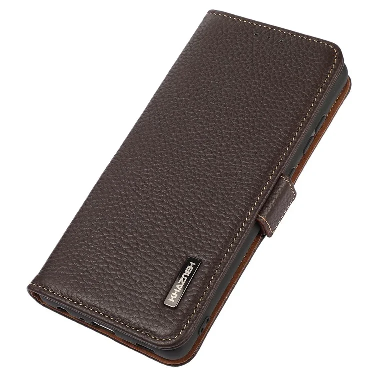 KHAZNEH Pour Oppo Reno11 5G (Global) Étui magnétique RFID Blocking Litchi Texture Coque de téléphone - Marron