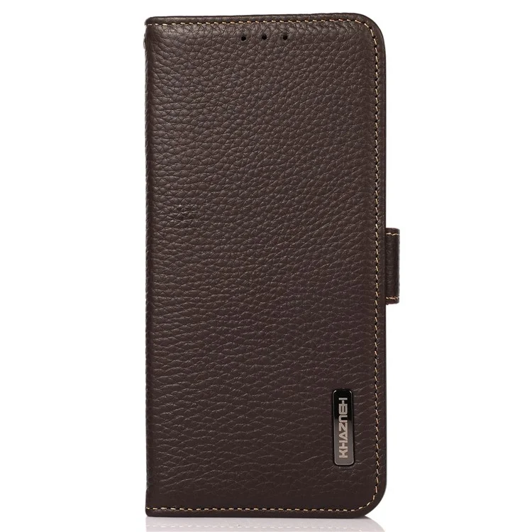 KHAZNEH Pour Oppo Reno11 5G (Global) Étui magnétique RFID Blocking Litchi Texture Coque de téléphone - Marron