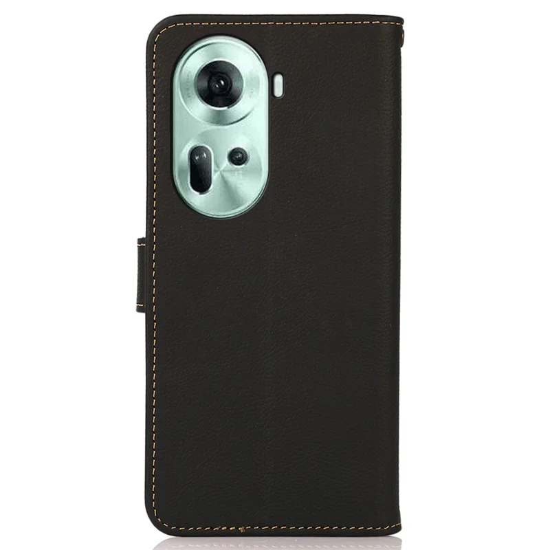 KHAZNEH para Oppo Reno11 5G (Global) Case Genuine Cow Leather Cover Phone Wallet - Preto