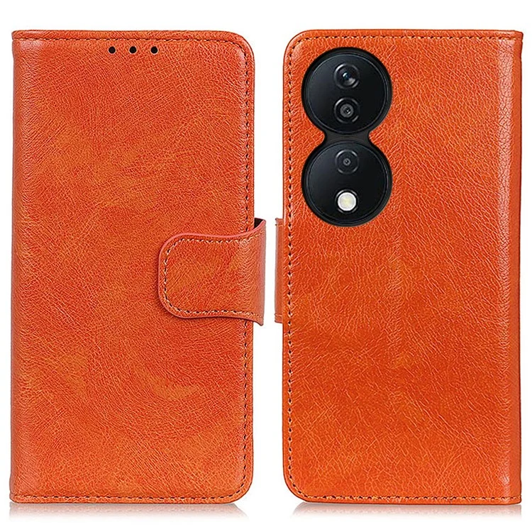 For Honor X7b 4G / 90 Smart / Play 50 Plus 5G Custodia Portafoglio Texture Nappa in Pelle Split - Arancione