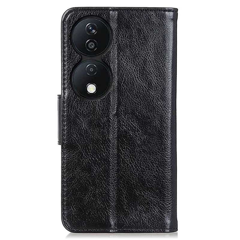For Honor X7b 4G / 90 Smart / Play 50 Plus 5G Wallet Case Nappa Texture Split Leather Phone Cover - Black