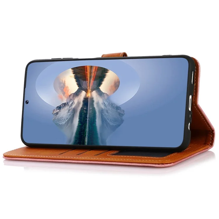 KHAZNEH For Honor X7b 4G / 90 Smart / Play 50 Plus 5G Phone Cover Golden Buckle PU Leather Magnetic Case - Rose Gold