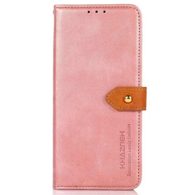 KHAZNEH For Honor X7b 4G / 90 Smart / Play 50 Plus 5G Phone Cover Golden Buckle PU Leather Magnetic Case - Rose Gold