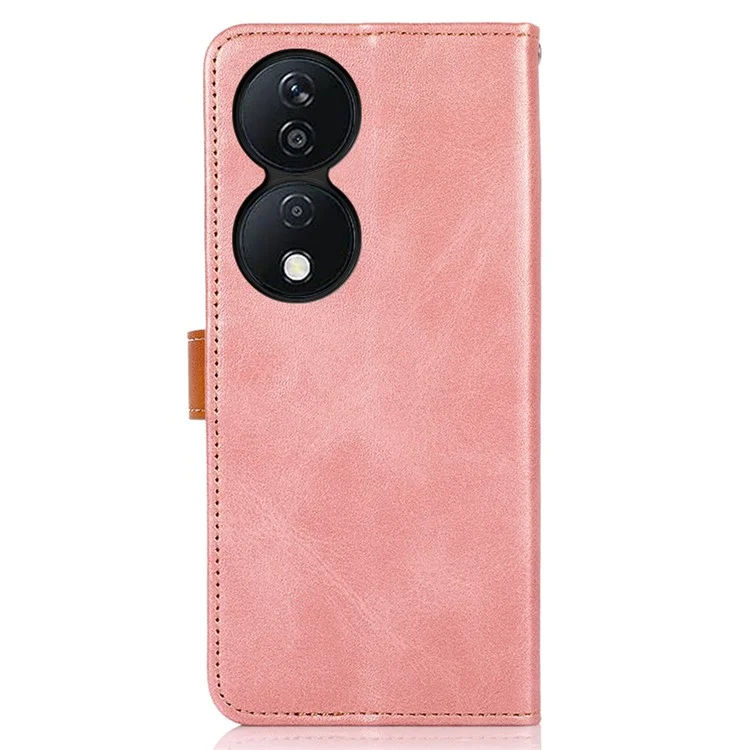 KHAZNEH For Honor X7b 4G / 90 Smart / Play 50 Plus 5G Phone Cover Golden Buckle PU Leather Magnetic Case - Rose Gold
