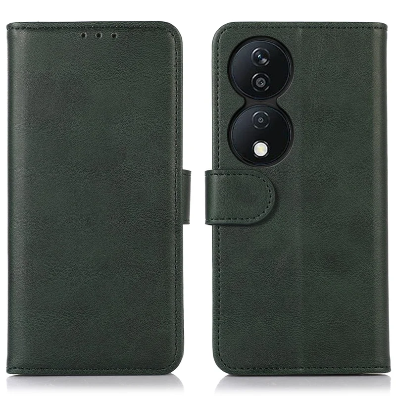 For Honor X7b 4G / 90 Smart / Play 50 Plus 5G Phone Wallet Case Cowhide Texture PU Leather Cover - Green