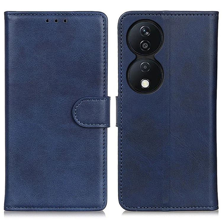 For Honor X7b 4G / 90 Smart / Play 50 Plus 5G Leather Case with Wallet Stand Cowhide Texture - Blue