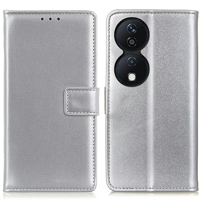 For Honor X7b 4G / 90 Smart / Play 50 Plus 5G Case Wallet Stand Leather Phone Cover - Silver