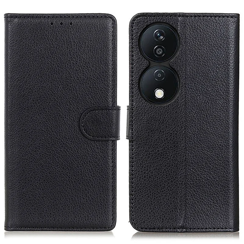 For Honor X7b 4G / 90 Smart / Play 50 Plus 5G Wallet Leather Case Litchi Texture Phone Cover - Black