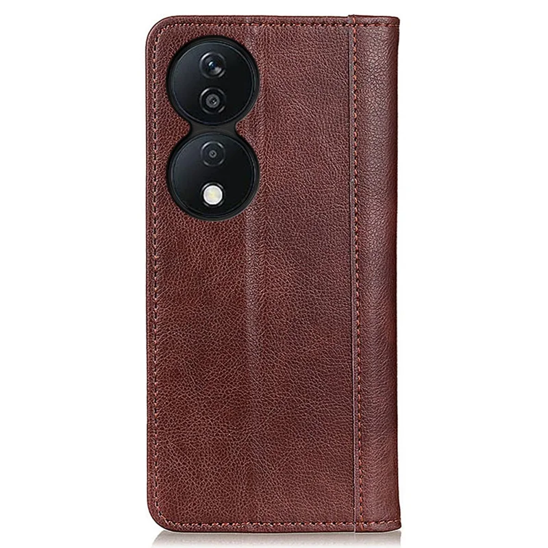 For Honor X7b 4G / 90 Smart / Play 50 Plus 5G Litchi Texture Case Split Leather Wallet Cover - Brown