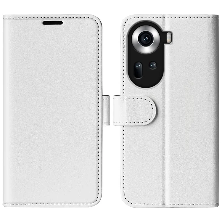 Для Oppo Reno11 5G (Global) Crazy Horse Texture Wallet Case PU Leather Folding Stand Phone Cover - White