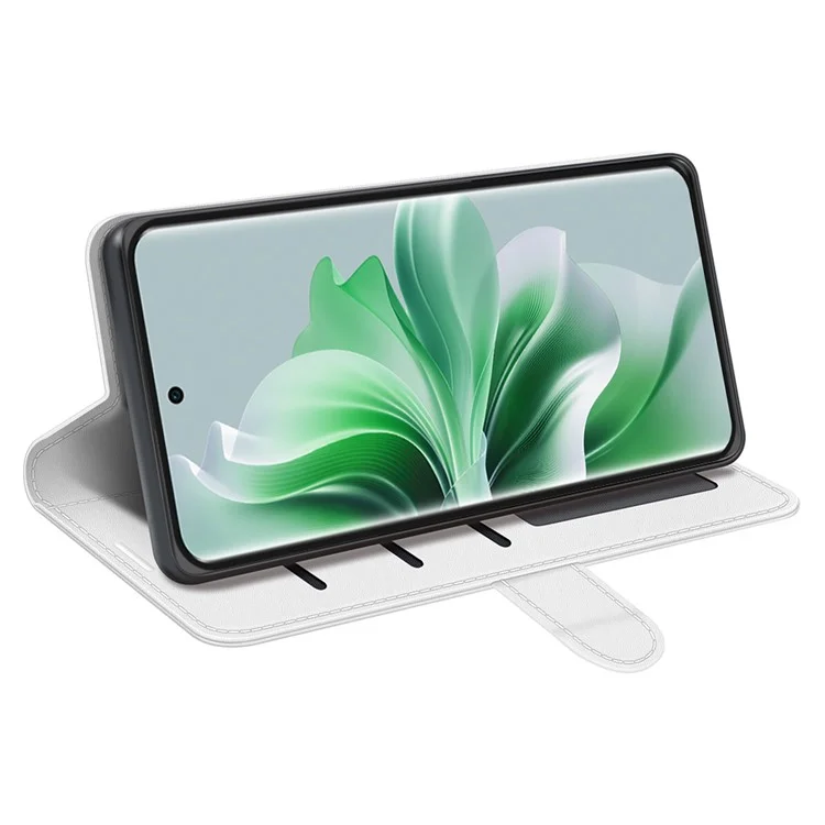 Для Oppo Reno11 5G (Global) Crazy Horse Texture Wallet Case PU Leather Folding Stand Phone Cover - White