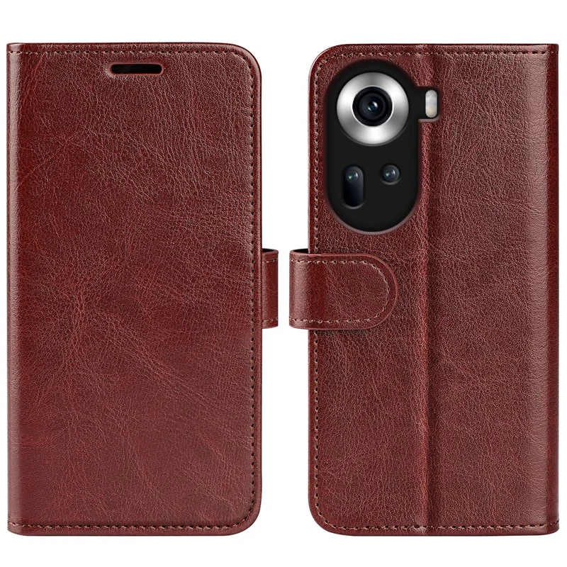 For Oppo Reno11 5G (Global) Crazy Horse Texture Wallet Case PU Leather Folding Stand Phone Cover - Brown
