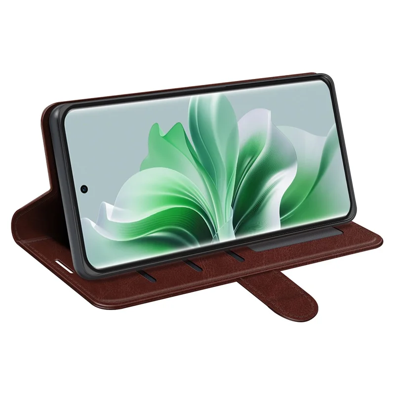 For Oppo Reno11 5G (Global) Crazy Horse Texture Wallet Case PU Leather Folding Stand Phone Cover - Brown