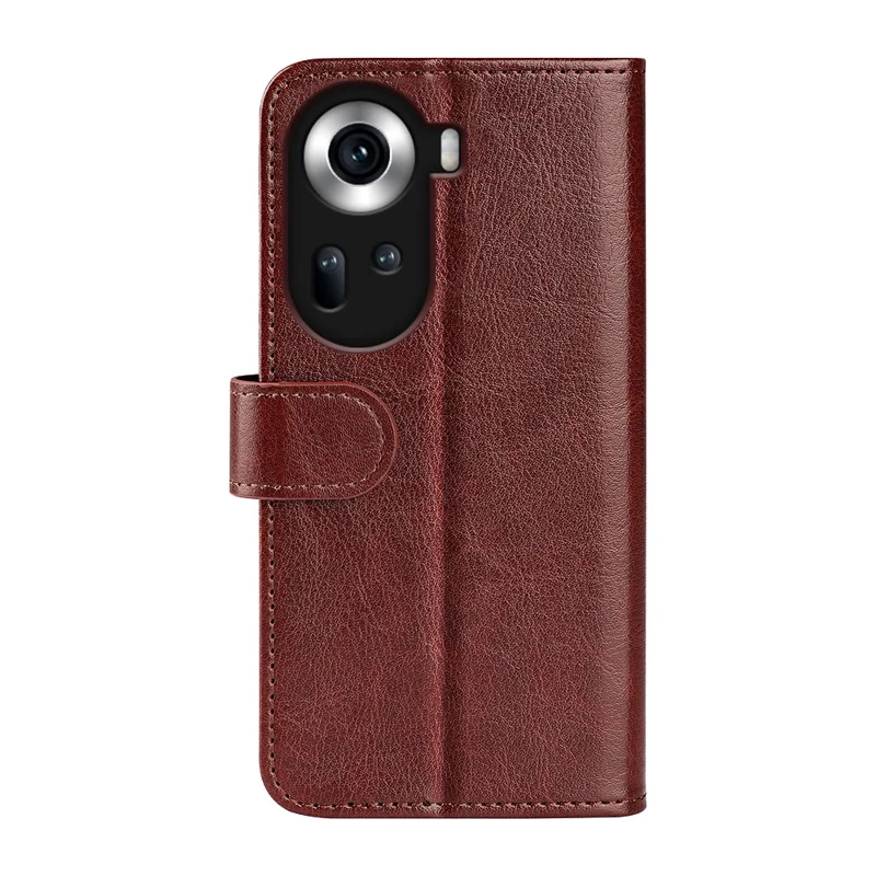 For Oppo Reno11 5G (Global) Crazy Horse Texture Wallet Case PU Leather Folding Stand Phone Cover - Brown