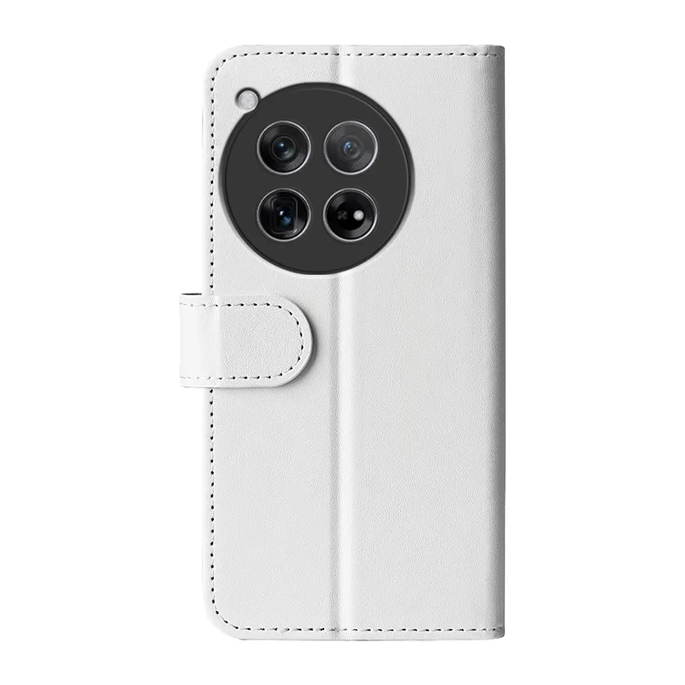 For OnePlus 12 5G PU Leather Case Magnetic Closure Phone Cover Crazy Horse Texture - White