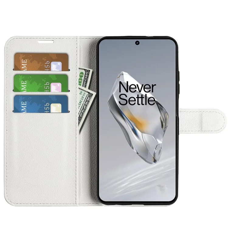 Чехол-книжка для телефона OnePlus 12 5G, ударопрочный, из искусственной кожи с PU-покрытием, подставка - Белый