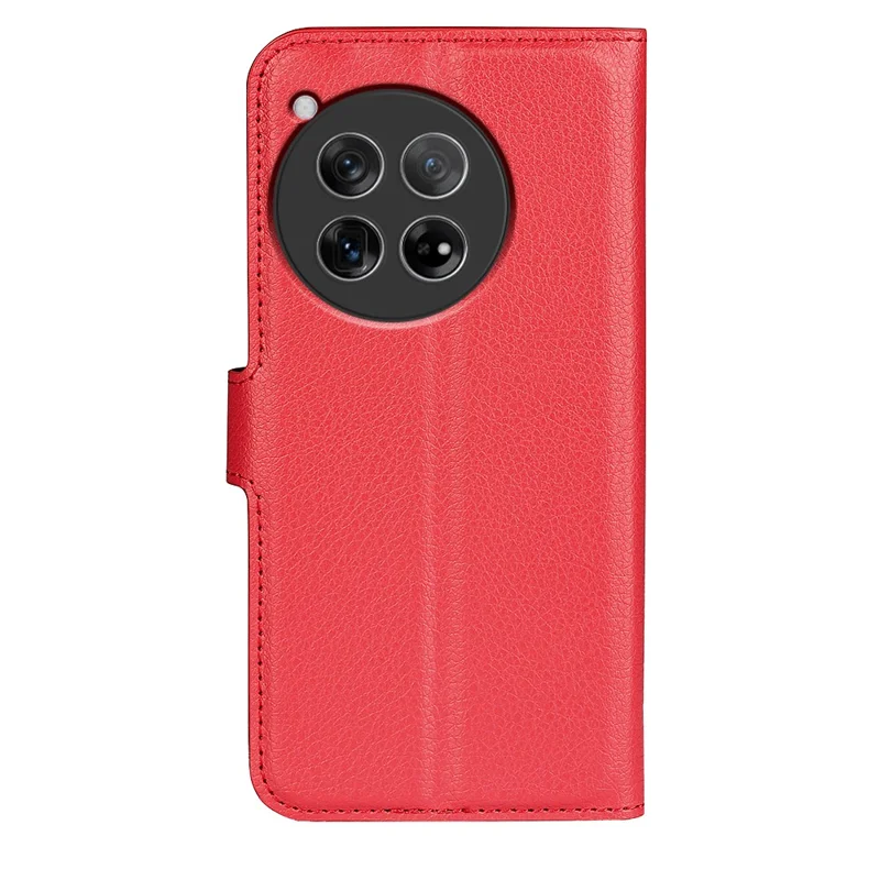 For OnePlus 12 5G Phone Case Flip Wallet Shockproof PU Leather Stand Cover - Red
