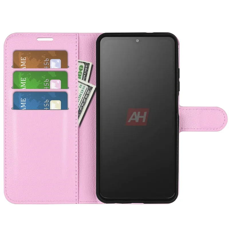 Per Samsung Galaxy Xcover7 Litchi Texture PU Leather Wallet Case Card Slot Stand Phone Cover - Rosa