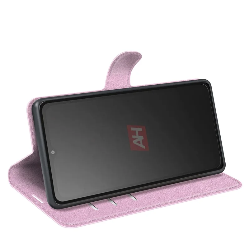 Per Samsung Galaxy Xcover7 Litchi Texture PU Leather Wallet Case Card Slot Stand Phone Cover - Rosa