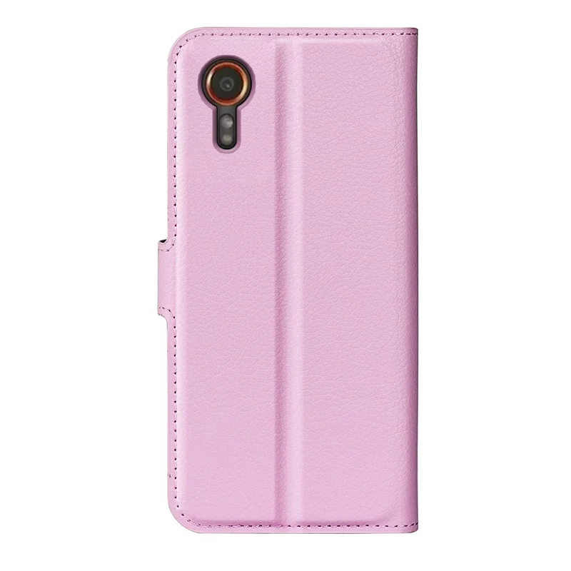Per Samsung Galaxy Xcover7 Litchi Texture PU Leather Wallet Case Card Slot Stand Phone Cover - Rosa