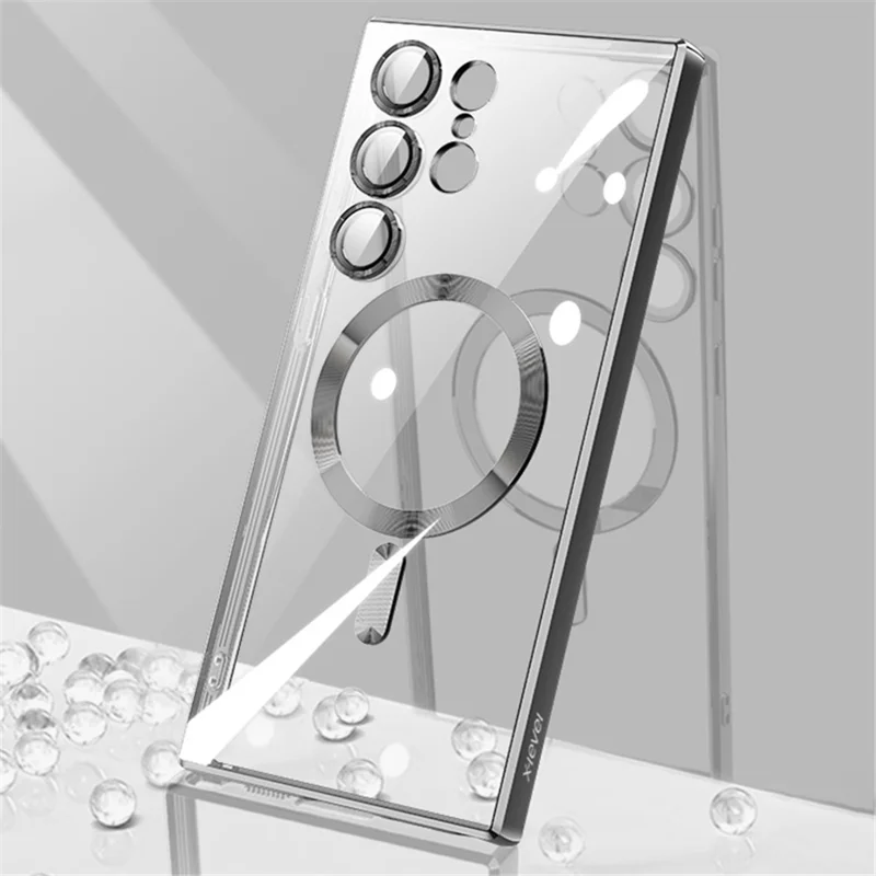 X-LEVEL For Samsung Galaxy S24 Ultra Magnetic Case Electroplating TPU Cover Glass Lens Guard - Black