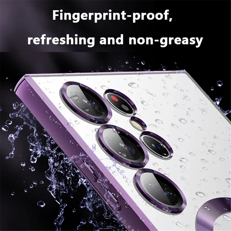 X-LEVEL For Samsung Galaxy S24 Ultra Magnetic Case Electroplating TPU Cover Glass Lens Guard - Black