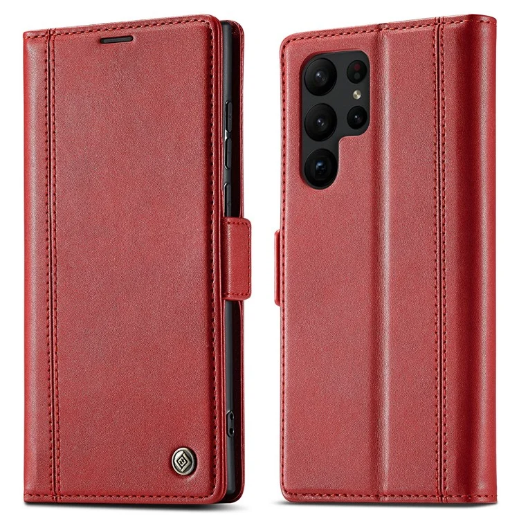 LC.IMEEKE Magnetic Case for Samsung Galaxy S24 Ultra Shell PU Leather Phone Cover - Red