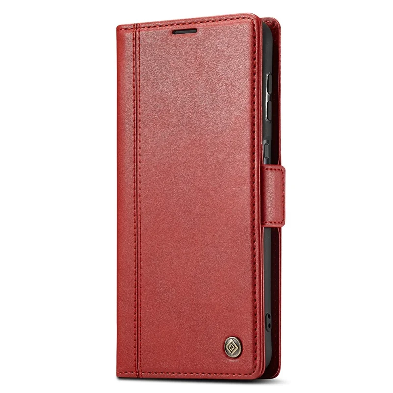 LC.IMEEKE For Samsung Galaxy S24+ Case Hardware Logo PU Leather Card Slots Cover - Red