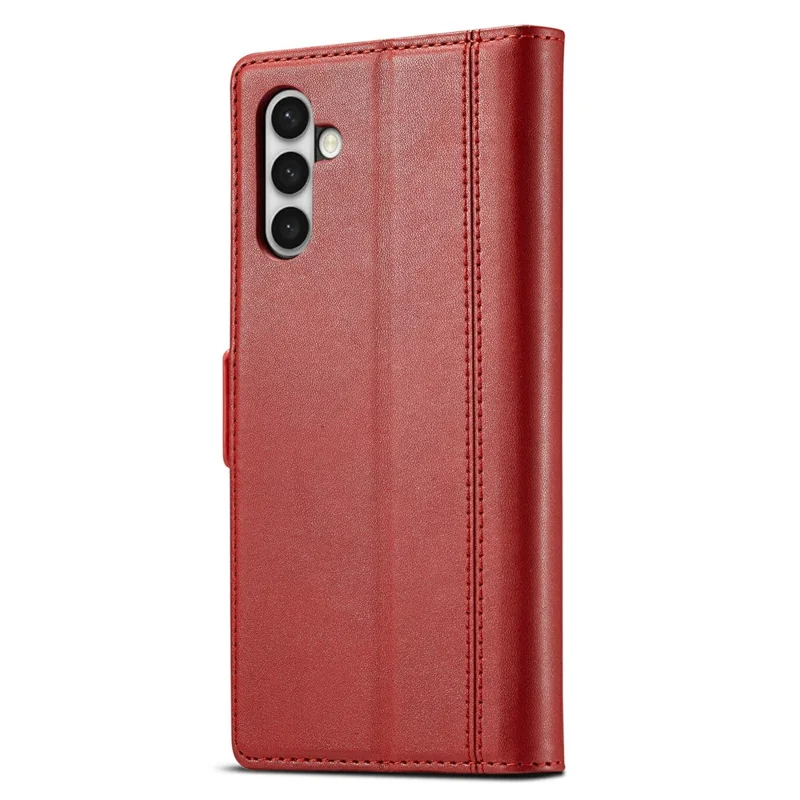 LC.IMEEKE For Samsung Galaxy S24+ Case Hardware Logo PU Leather Card Slots Cover - Red