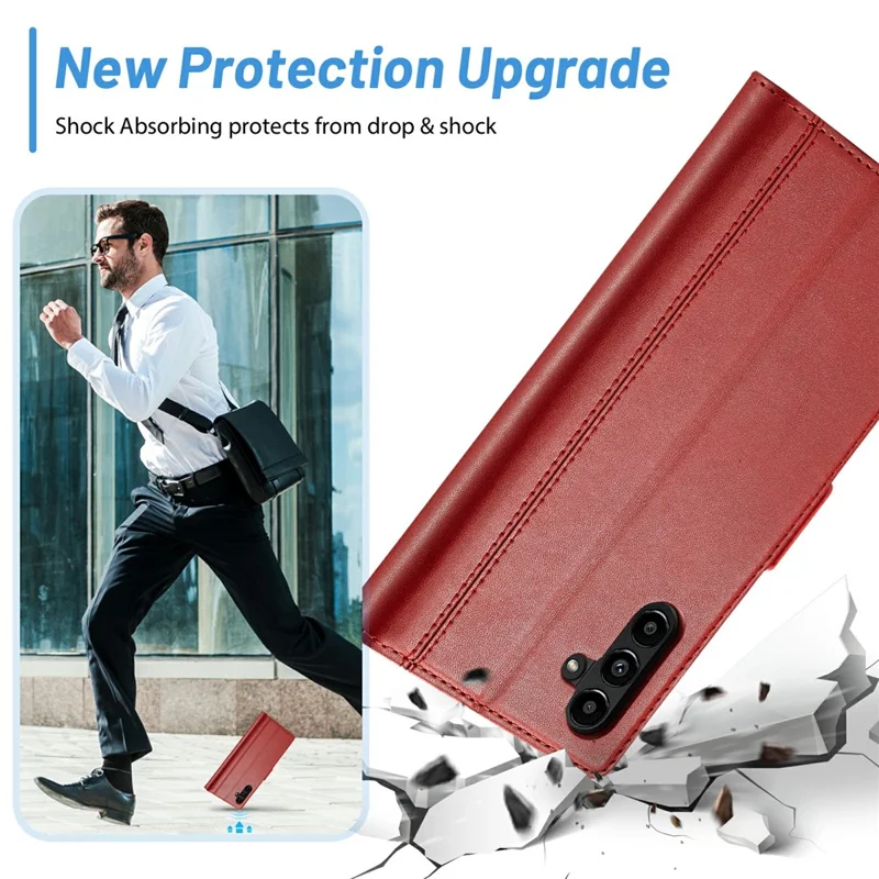 LC.IMEEKE Para Samsung Galaxy A55 5G Case Magnetic PU Leather Cover com Hardware Logo - Vermelho