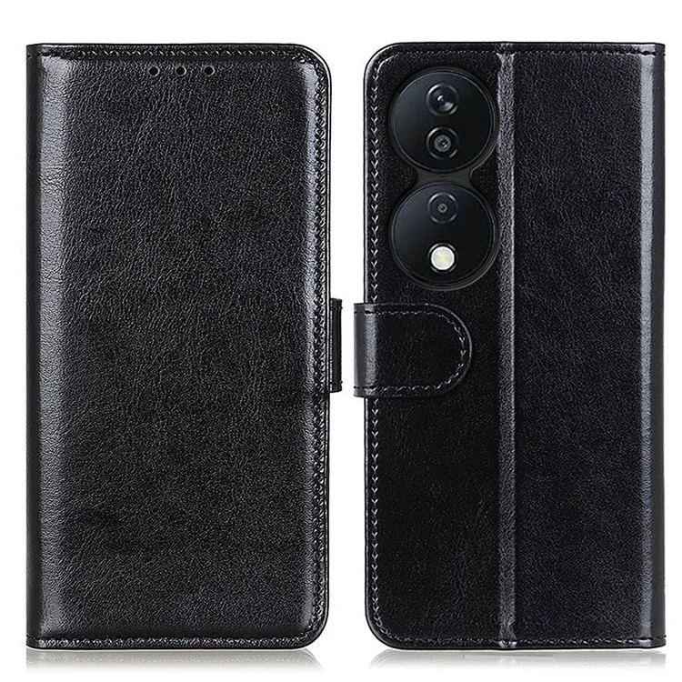 Caso de couro Crazy Horse de textura com slots de cartão para For Honor X7b 4G / 90 Smart / Play 50 Plus 5G - Preto 