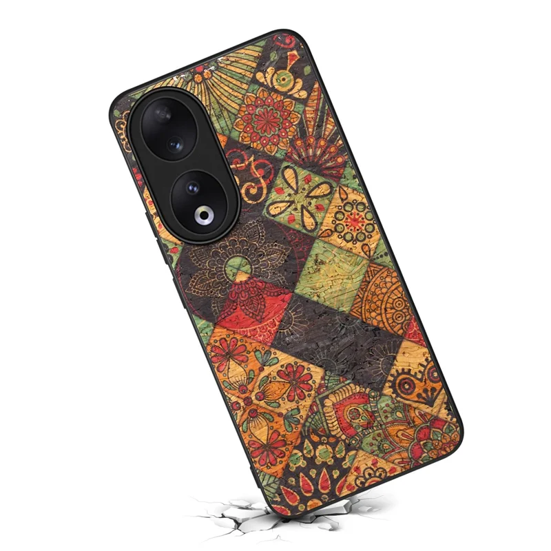 For Honor 90 Flower Pattern Case Leather Coated PC+TPU Protective Cover - Autumn / Yellow