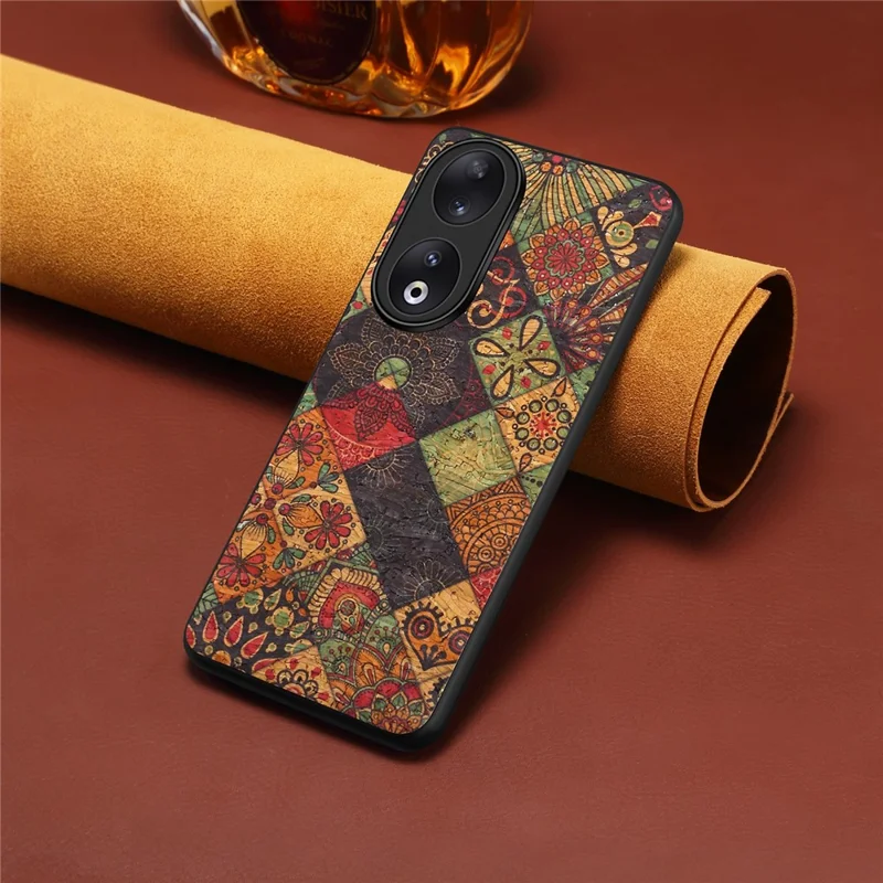 For Honor 90 Flower Pattern Case Leather Coated PC+TPU Protective Cover - Autumn / Yellow