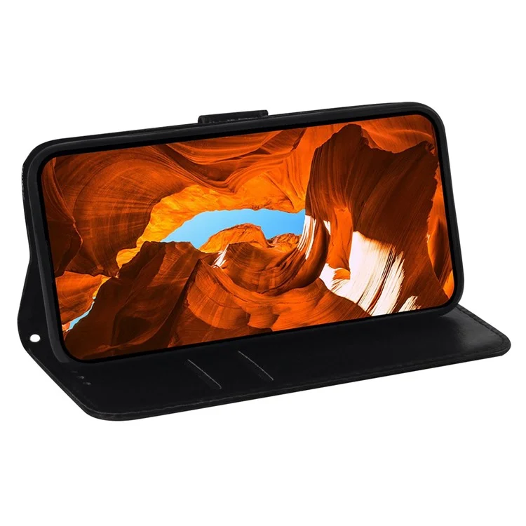 Para Xiaomi Redmi Note 13 Pro+ 5G Funda de Cuero Flor Brillante Carcasa del Teléfono - Negro