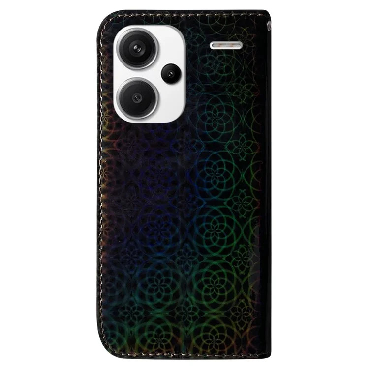 Para Xiaomi Redmi Note 13 Pro+ 5G Funda de Cuero Flor Brillante Carcasa del Teléfono - Negro