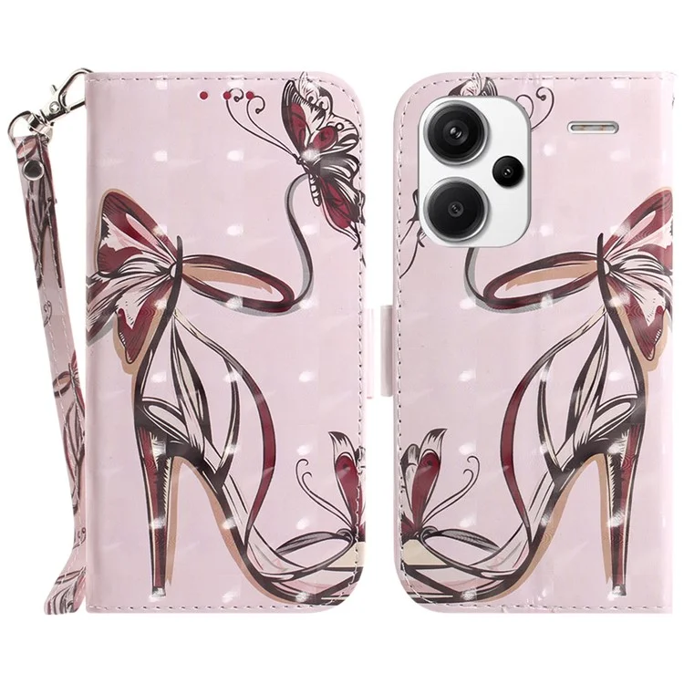 Para Xiaomi Redmi Note 13 Pro+ 5G Capa Caso 3D Pattern Leather Wallet Phone Cover Handbag - Borboleta Saltos Altos