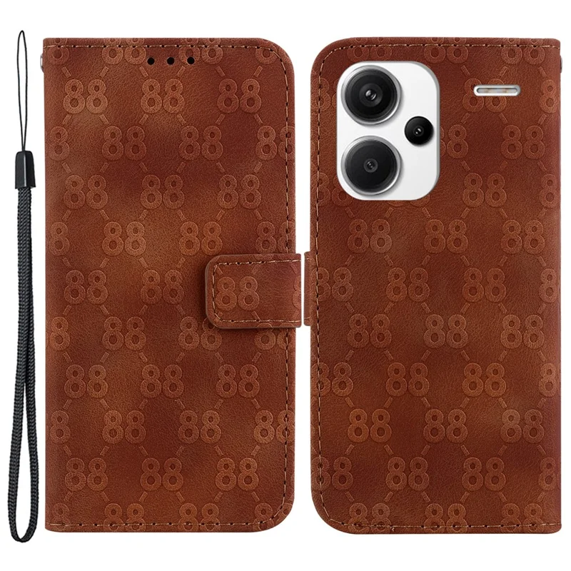 For Xiaomi Redmi Note 13 Pro+ 5G Phone Case Double 8-Shape Wallet Flip Cover - Brown