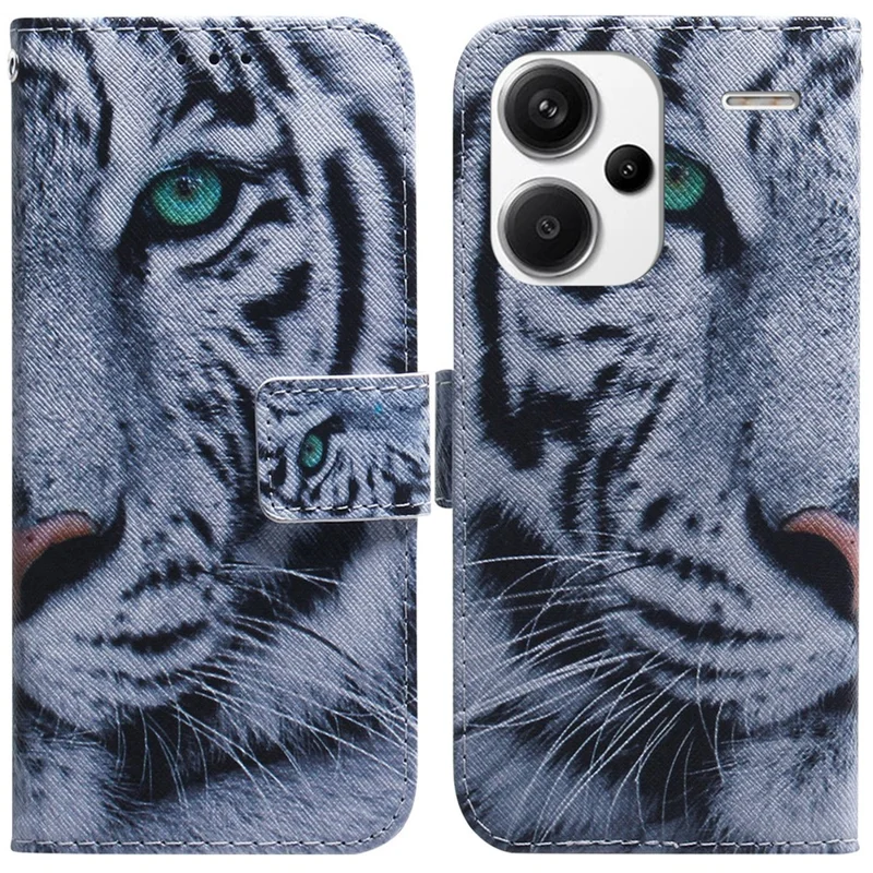 For Xiaomi Redmi Note 13 Pro+ 5G Flip Phone Cover Pattern Print Wallet Case - Tiger