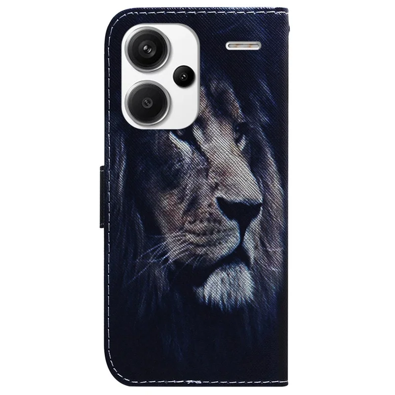 For Xiaomi Redmi Note 13 Pro+ 5G Flip Phone Cover Pattern Print Wallet Case - Lion