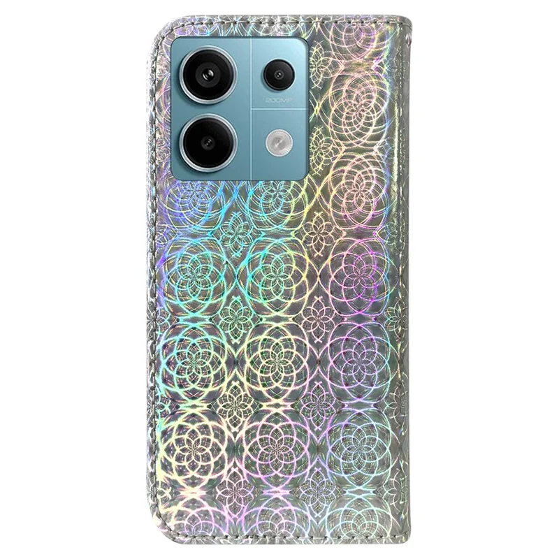 For Xiaomi Redmi Note 13 Pro 5G / Poco X6 5G Magnetic Case Dazzling Flower Phone Wallet Cover - Grey